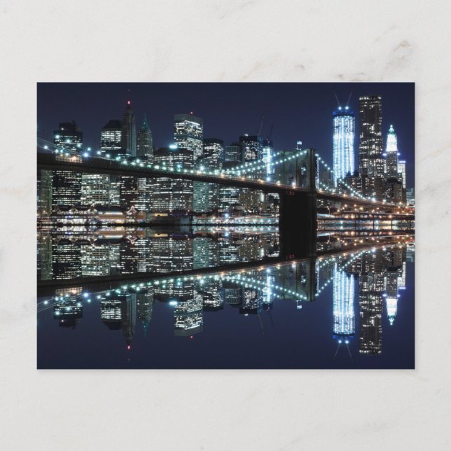 Carte Postale Le pont de Brooklyn et la statue de la Liberté à l (Devant)