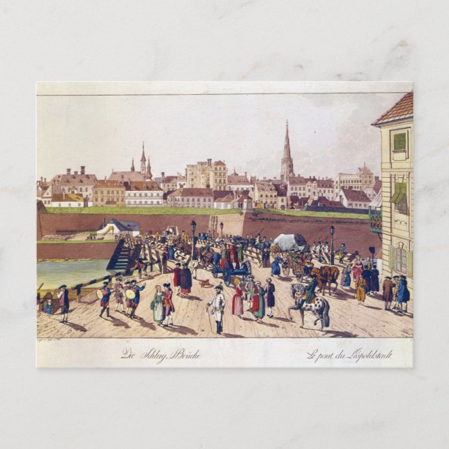 Carte Postale Le pont de Leopoldstadt, Vienne, 1780 (Devant)