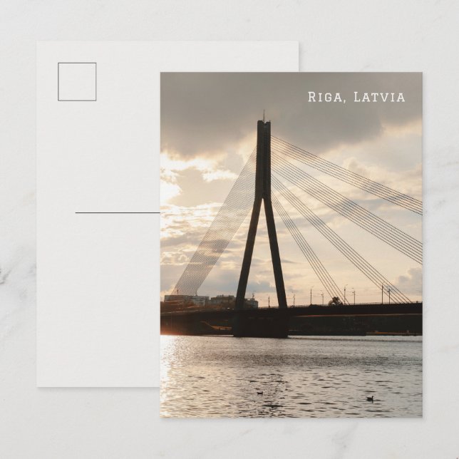 Carte Postale Le pont de Vanšu, Riga, Lettonie (Devant / Derrière)