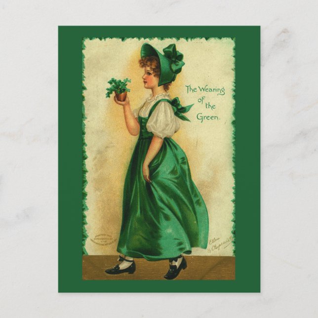 Carte Postale Le port de l'art Shamrock vert (Devant)