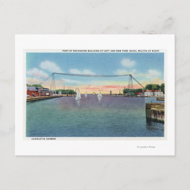 Carte Postale Le port de Rochester et la milice navale NY (Devant)