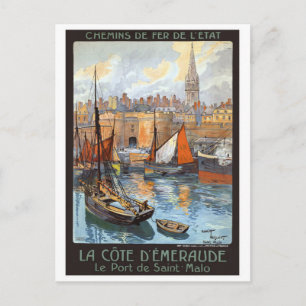 Carte Postale Le Port de Saint Malo France Voyage Vintage
