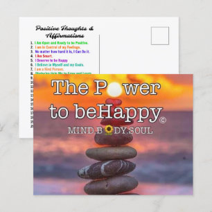 CARTE POSTALE LE POUVOIR D'ÊTRE HEUREUX AVEC AFFIRMATIONS POSTCA