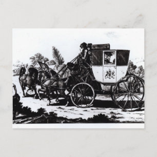 Carte Postale Le premier entraîneur de courrier, 1784