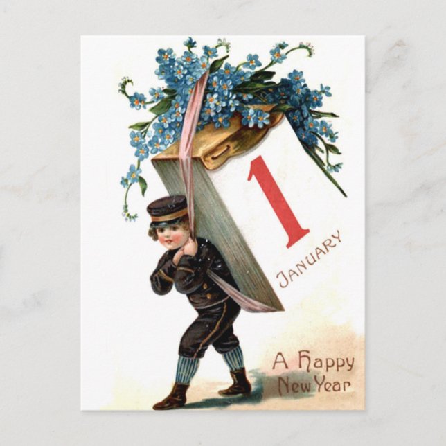 Carte Postale Le Premier Janvier Arrive (Devant)