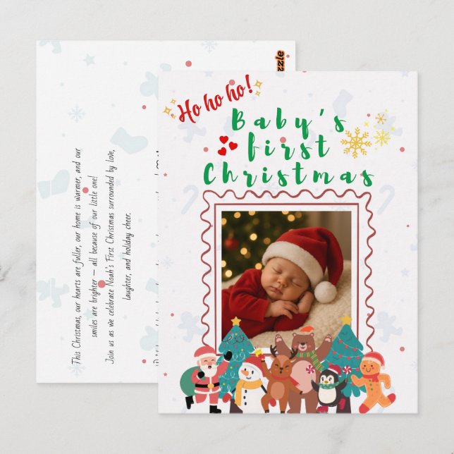 Carte Postale Le premier Noël de bébé personnalisé  (Devant / Derrière)