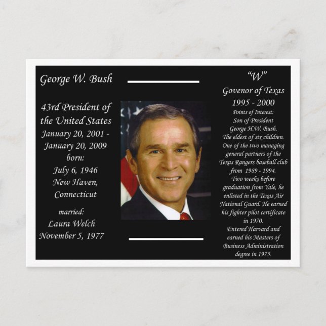 Carte Postale Le président George W. Bush (Devant)