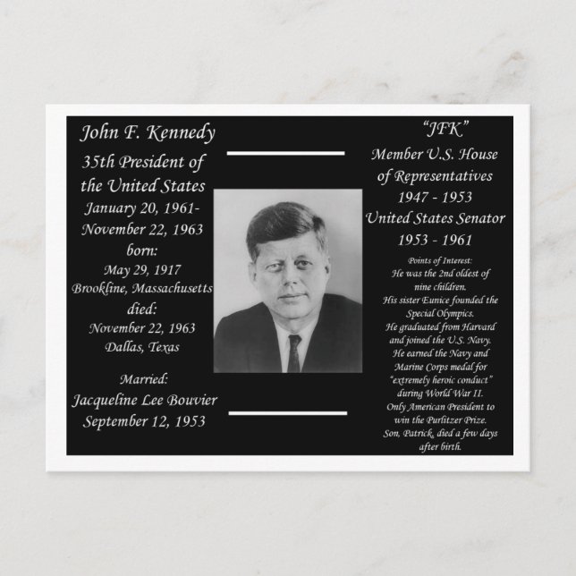 Carte Postale Le président John F Kennedy (Devant)