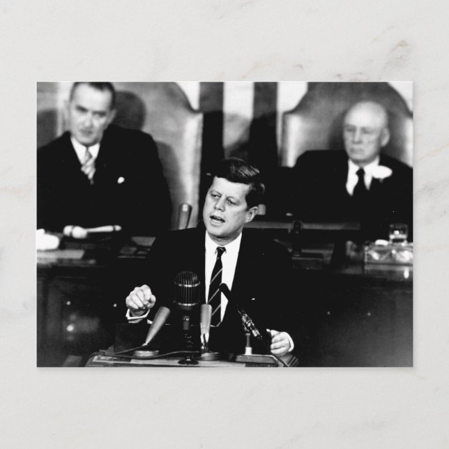 Carte Postale Le président John F. Kennedy Men au discours de la (Devant)