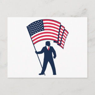 Carte Postale Le président Trump portant le drapeau des États-Un