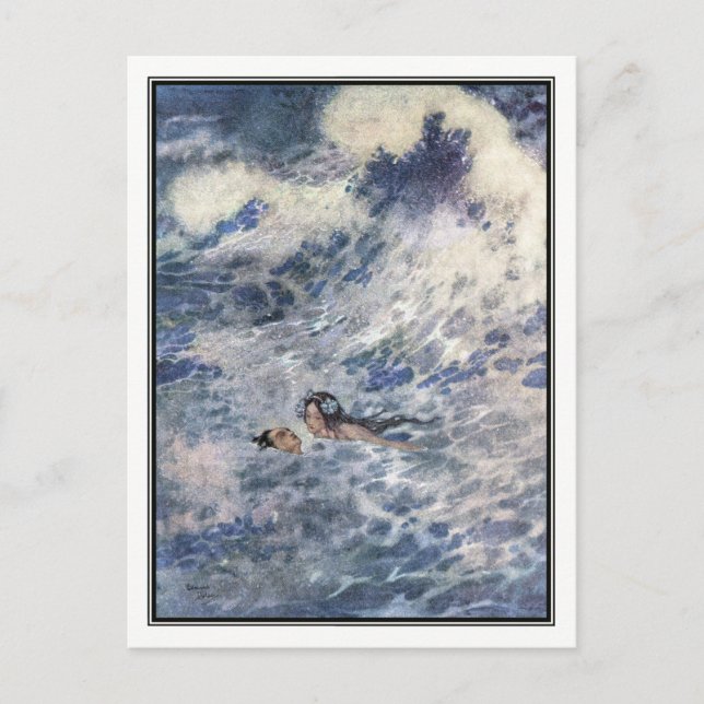 Carte Postale Le prince et la sirène par Edmund Dulac (Devant)