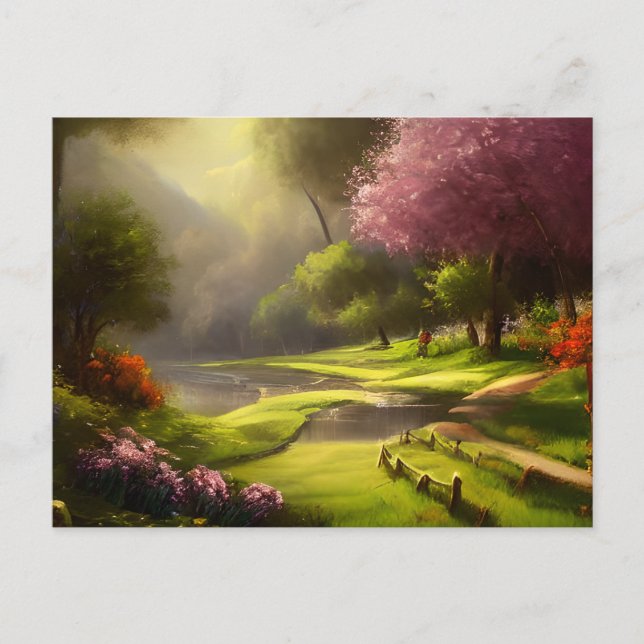 Carte Postale Le printemps dans le village champêtre (Devant)