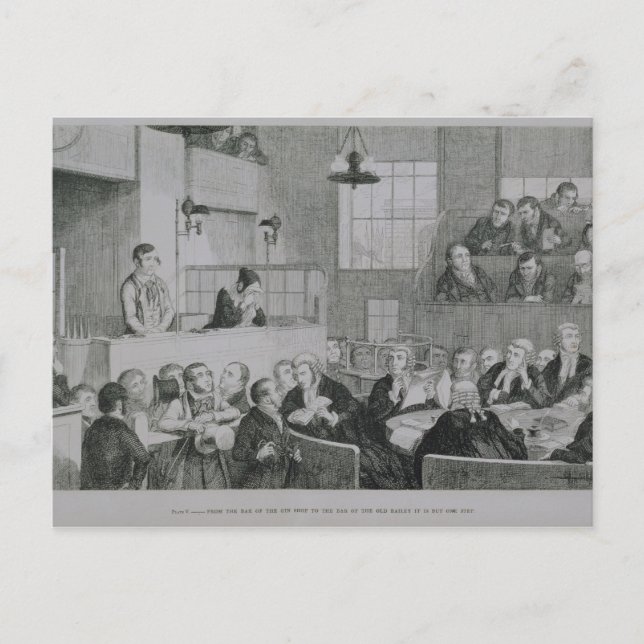 Carte Postale Le procès à l'Old Bailey, plaque 5 de 'The Drunk (Devant)