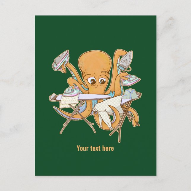 Carte Postale Le repassage des pieuvres, submergé par les corvée (Devant)