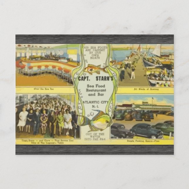 Carte Postale Le Restaurant Et Bar Du Capt Starn'S Atlantic City (Devant)