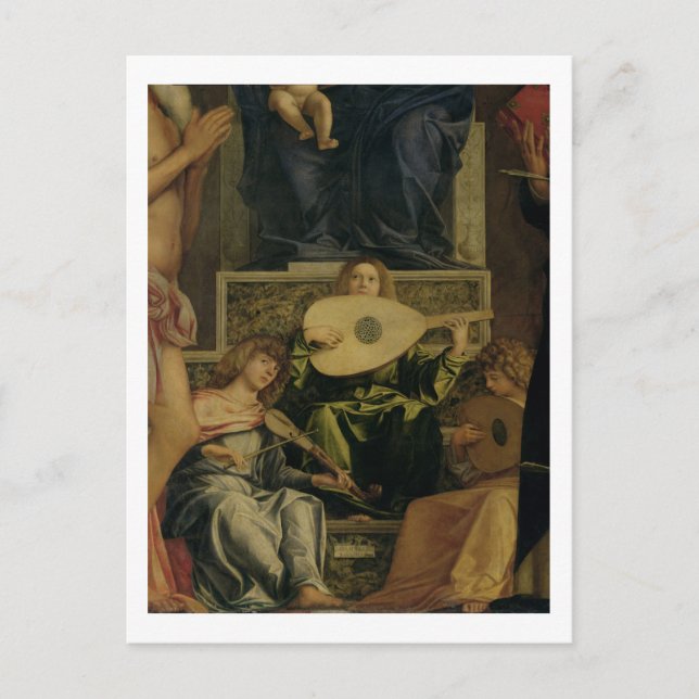 Carte Postale Le Retable San Giobbe, détail des anges jouant (Devant)