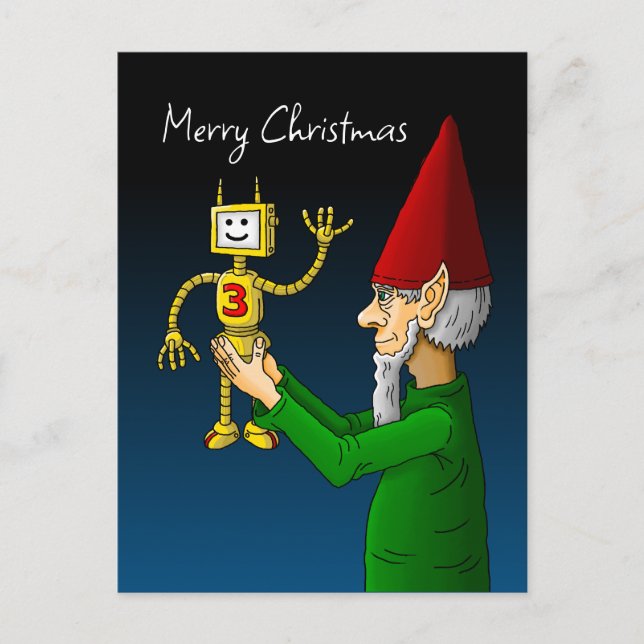 Carte Postale Le robot jouet des elfes (Devant)