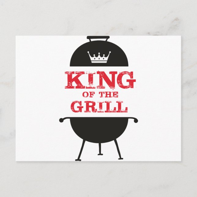 Carte Postale Le Roi Du Grill, Blanc Noir Couronne Rouge (Devant)