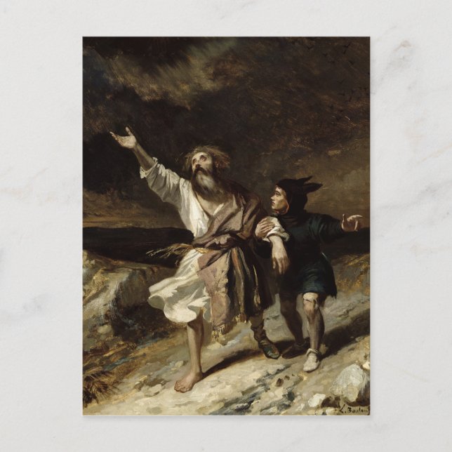 Carte Postale Le roi Lear et l'idiot dans la tempête (Devant)