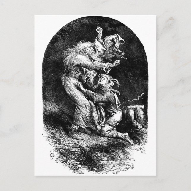 Carte Postale Le roi Lear et l'idiot dans une tempête (Devant)