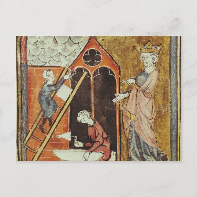 Carte Postale Le roi Louis VI regarde la construction de (Devant)