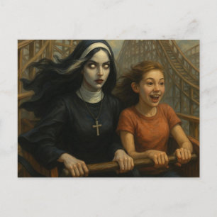 Carte Postale Le Rollercoaster Ride Scary Nun et l'enfant