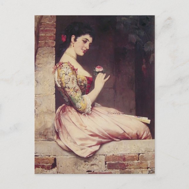 Carte Postale Le Rose par Eugene de Blaas (Devant)