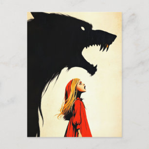 Carte Postale Le rouge et le loup noir hurlant l'Imaginaire somb