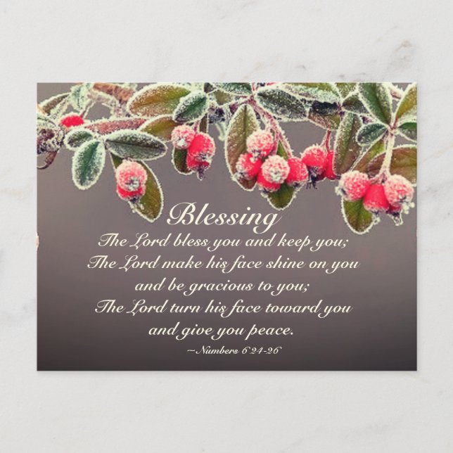 Carte Postale Le Seigneur Vous Bénisse Numéros 6:24-26 Écriture (Devant)