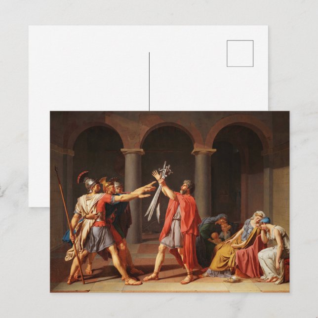 Carte Postale Le serment de la Horatii par Jacques-Louis David (Devant / Derrière)