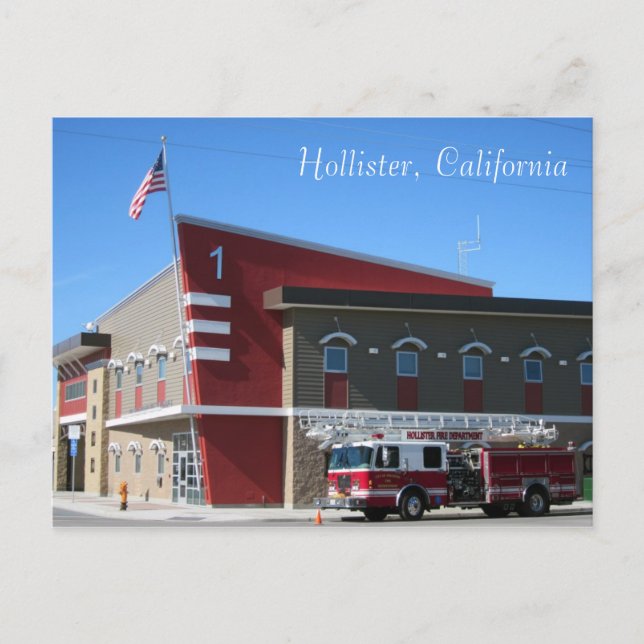 Carte Postale Le service d'incendie Hollister (Devant)