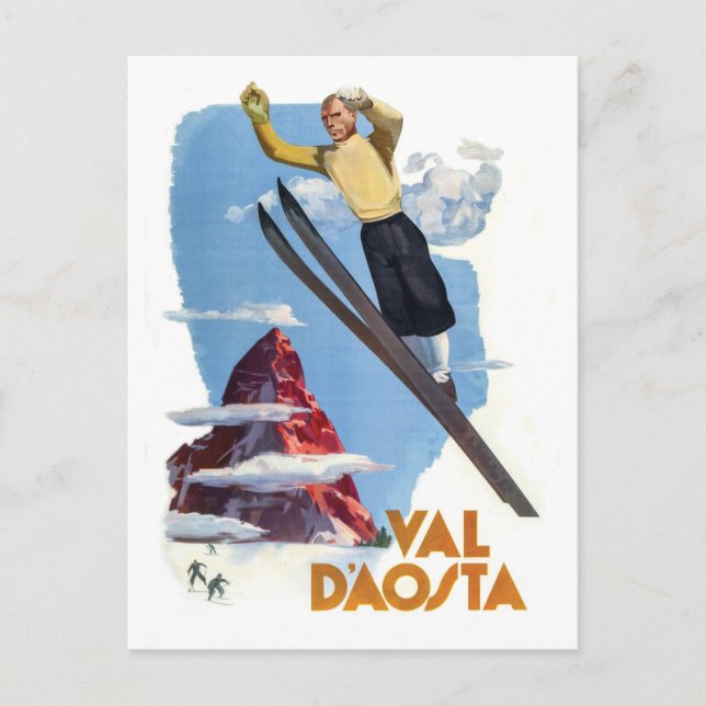 Carte Postale Le ski dans la Vallée d'Aoste (Devant)