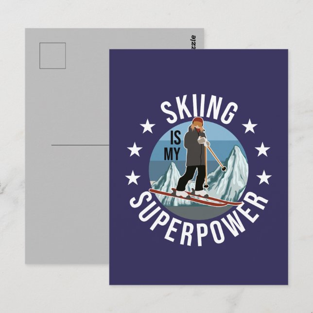 Carte Postale Le Ski Est Ma Superpuissance (Devant / Derrière)