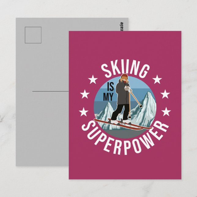 Carte Postale Le Ski Est Ma Superpuissance (Devant / Derrière)