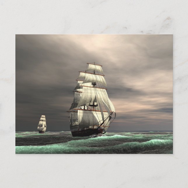 Carte Postale Le soleil sur les voiles (Devant)