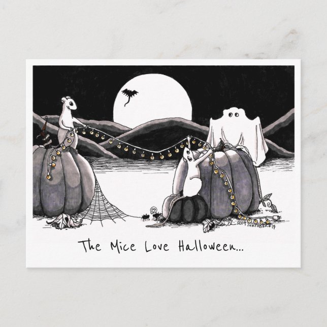 Carte postale : Le souris aime Halloween (Devant)