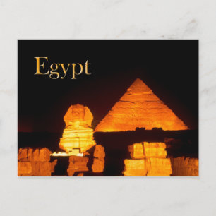Carte Postale Le Sphinx et la Pyramide de Khafre la nuit