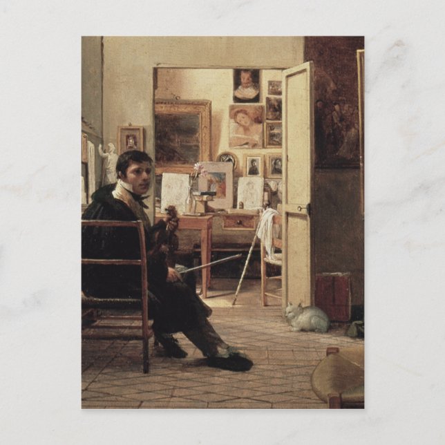 Carte Postale Le Studio des Ingres à Rome, 1818 (Devant)