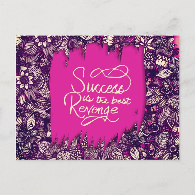 Carte Postale "Le succès est la meilleure venge" Fleurs à main (Devant)