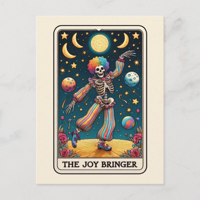 Carte Postale Le Tarot Art Clown Arc-en-ciel de la Joie (Devant)