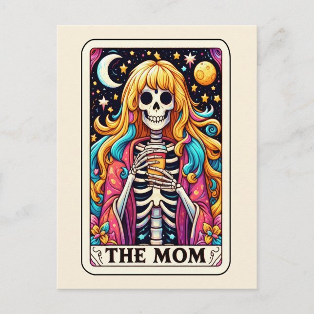 Carte Postale Le Tarot de la Mère Café Squelette Hippie Mère (Devant)