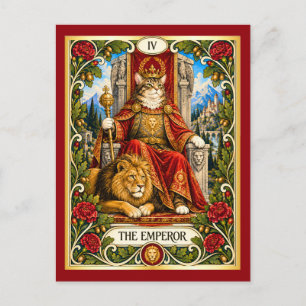 Carte Postale Le Tarot de l'Empereur Chat - Autorité et Ordre