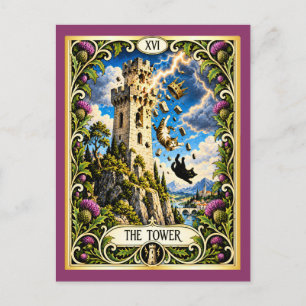 Carte Postale Le Tarot du Chat de la Tour - Bouleversement et Ré