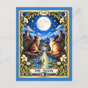 Carte Postale Le Tarot du Chat de Lune - Intuition et Mystère