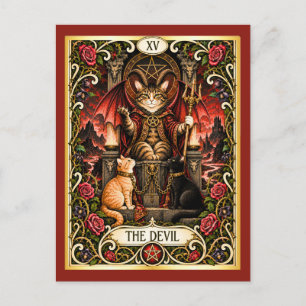 Carte Postale Le Tarot du Chat Diabolique - Tentation et Ombre