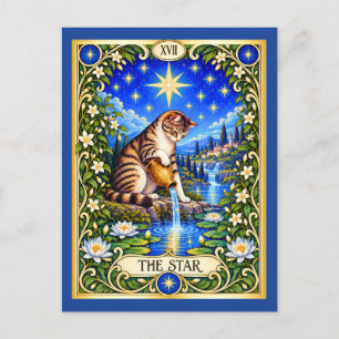 Carte Postale Le Tarot du Chat Étoilé - Espoir et Rénovation