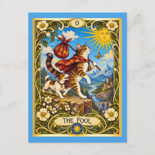 Carte Postale Le Tarot du Chat Fou - Un Voyage Commence