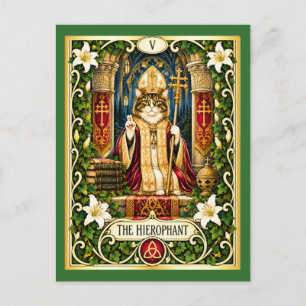 Carte Postale Le Tarot du Chat Hiérophante - Tradition et Sagess