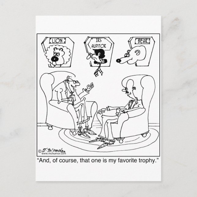 Carte Postale Le Taxidermist et le vérificateur de l'IRS (Devant)