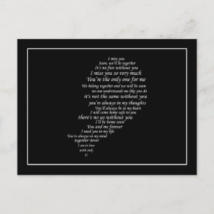 Carte Postale Le texte me manque aussi dans la moitié du coeur